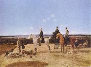 Wilhelm von Kobell Jager zu Pferd in oberbayerischer Landschaft oil painting